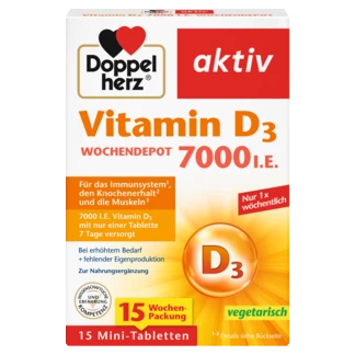 Abbildung der Produktverpackung Doppelherz aktiv Vitamin D3 7000 I.E. Frontansicht